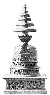 Loriyan Tangai decorated stupa, in the Greco-Buddhist art of Gandhara (2nd century CE).