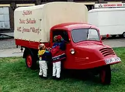 Goliath pickup truck at a meeting for vintage cars in the 1990s