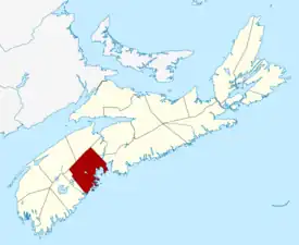 Location of Lunenburg County, Nova Scotia