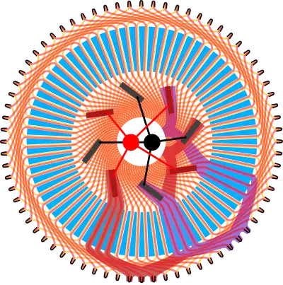 Diagram of typical Lynch motor (drawn with 72 poles)