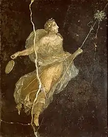 A Roman fresco from Pompeii showing a maenad in silk dress, 1st century AD