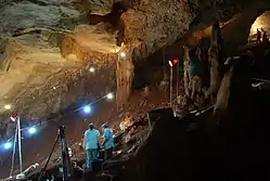 Manot Cave under excavation in 2011