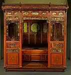 Chinese canopy bed; late 19th or early 20th century; carved lacquered and gilded wood; Montreal Museum of Fine Arts (Montreal, Canada)