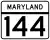 Maryland Route 144 marker