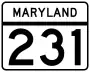 Maryland Route 231 marker