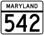 Maryland Route 542 marker