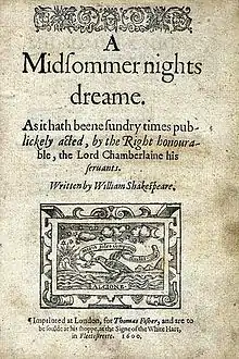 First edition Midsummer Night's Dream (1600).