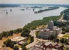 The Missouri River high out of its banks during the "Great Flood of 1993."