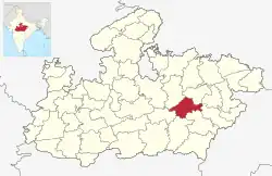 Location of Jabalpur district in Madhya Pradesh