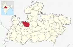 Location of Rajgarh district in Madhya Pradesh