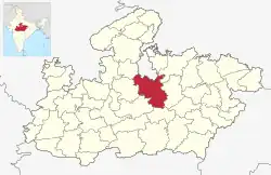 Location of Sagar district in Madhya Pradesh