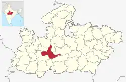 Location of Sehore district in Madhya Pradesh