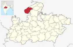 Location of Sheopur district in Madhya Pradesh