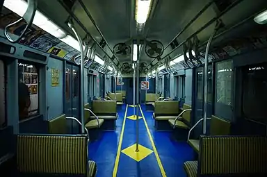 Interior of R7A car 1575, a prototype for the R10 series