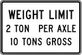 R12-4Weight limit with per axle and gross