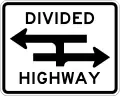 R6-3aDivided highway crossing, T-intersection