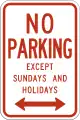 R7-3No parking except Sundays and Holidays