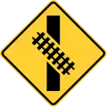 W10-12RSkewed crossing ahead