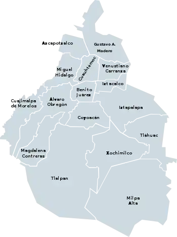 Map of Mexico City boroughs