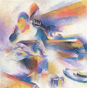 Stanton Macdonald-Wright 1920, Airplane Synchromy in Yellow-Orange, Synchromism