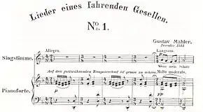 Three staves of printed music showing the vocal line and the piano accompaniment of the first few bars