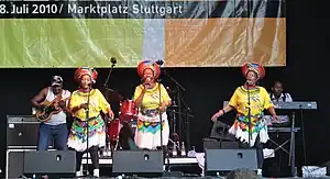 Mahotella Queens, 2010Left to right: Nobesuthu Mbadu, Hilda Tloubatla, Mildred Mangxola