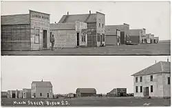 Postcard view of Main Street in Bison in 1915.