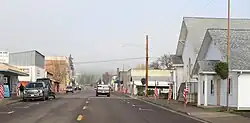 Main Street in Riddle with First Baptist Church in the foreground