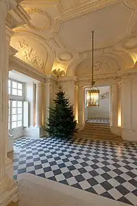 Main vestibule, viewed toward the stair hall in the right wing