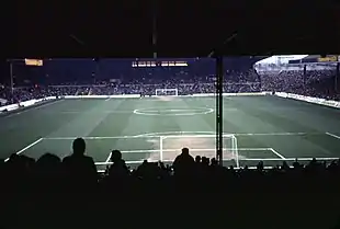 A photograph of the inside of a football stadium