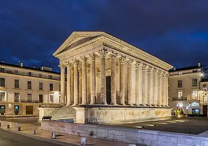 Maison Carrée temple in Nemausus Corinthian columns and portico