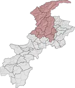 Malakand Division (red) in Khyber Pakhtunkhwa