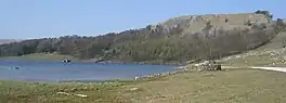 Image of an upland lake surrounded by hills and trees