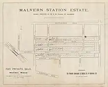 A map showing the planned housing estate next to Malvern station