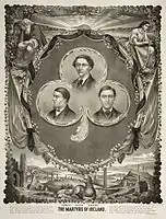 Three Manchester Martyrs of 1867; at right is Michael O'Brien a former Corporal of Battery E 1st New Jersey Artillery regiment