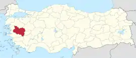 Location of the province within Turkey