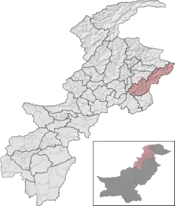 Mansehra District (red) in Khyber Pakhtunkhwa