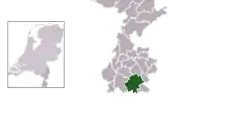 Highlighted position of Gulpen-Wittem in a municipal map of Limburg