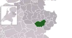 Highlighted position of Hof van Twente in a municipal map of Overijssel