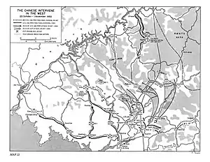 A map with arrows sweeping past Northwest Korea