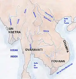 Map of indianized kingdoms of Indochina (1st to 9th centuries CE)