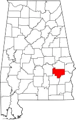 Map of Alabama highlighting Bullock County