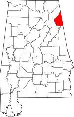 Map of Alabama highlighting Cherokee County