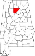 State map highlighting Cullman County