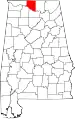 Map of Alabama highlighting Limestone County