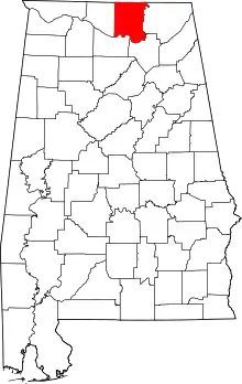 Map of Alabama highlighting Madison County