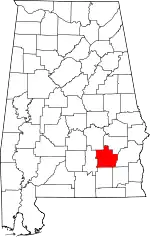 Map of Alabama highlighting Pike County