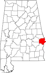 State map highlighting Russell County