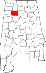 Map of Alabama highlighting Winston County