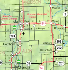 KDOT map of Allen County (legend)